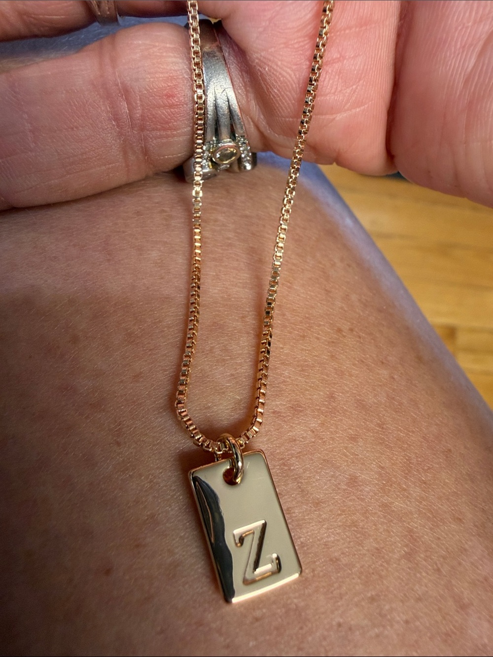Gold Initial 'Z' Pendant Necklace